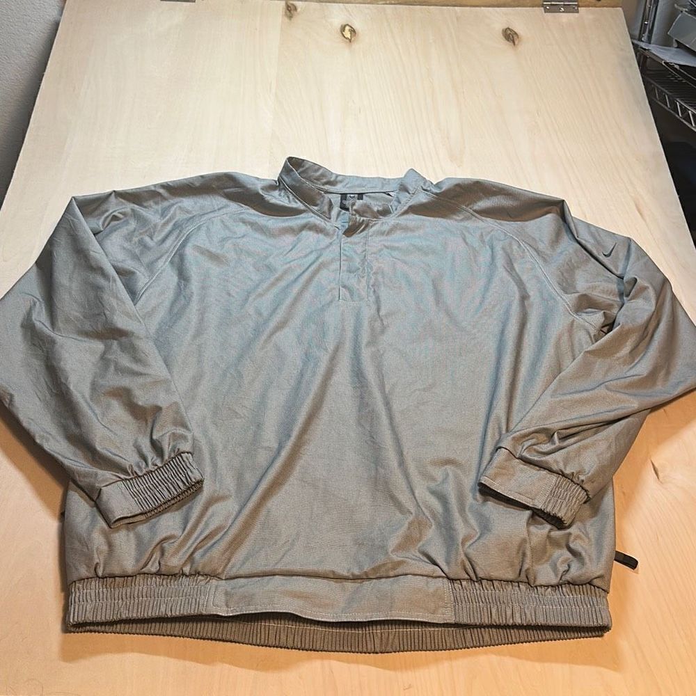 Nike Tiger Woods Golf Windbreaker Jacket XL Silver Pullover 1/4 Snap Zipped Pock
